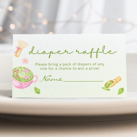 Matcha-thee babyshower luierraffle informatiekaartje