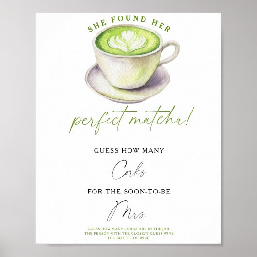 Matcha thee Bruidsuitnodiging Hoeveel Kurken Poster (Voorkant)