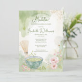 Matcha Thee Bruiloft Brunch Groene Thee Feestje Kaart (Staand voorkant)