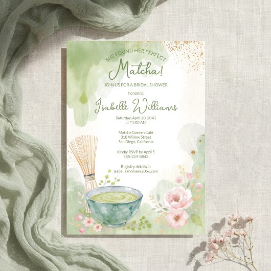 Matcha Thee Bruiloft Brunch Groene Thee Feestje Kaart