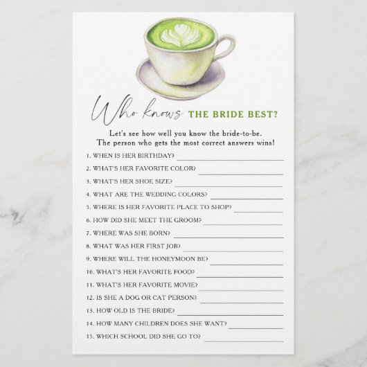 Matcha thee Wie kent de bruid het beste (Voorkant)