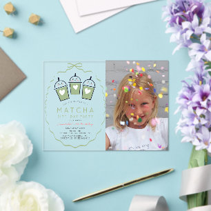 Matcha Theepartij Kawaii Strikers Foto Meisje Verj Acryl Uitnodigingen