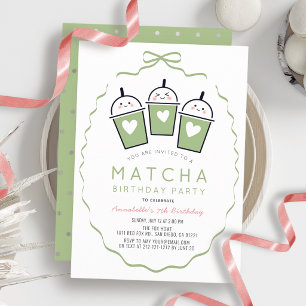 Matcha Theepartij Kawaii Strikers Meisje Verjaarda Kaart