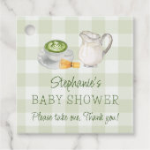 Matcha Themd Green Gingham Plaid Baby shower Bedankjes Labels (Voorkant)