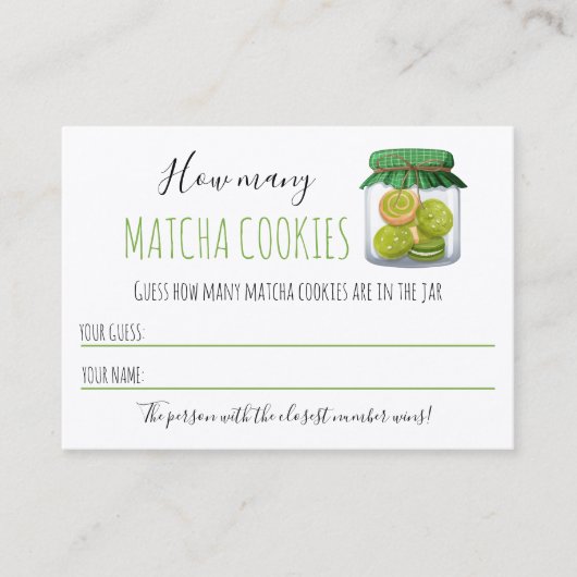 Matcha Theme Party Game Guessing Card Plaatskaartje (Voorkant)
