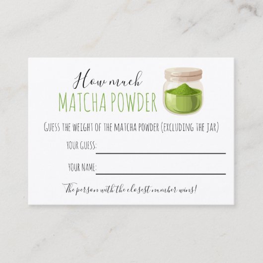 Matcha Theme Party Game Guessing Card Plaatskaartje (Voorkant)