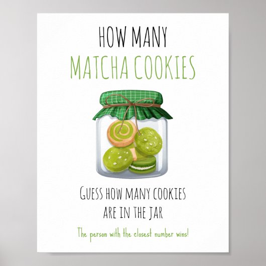 Matcha Theme Party Game How Many Cookies Sign Poster (Voorkant)