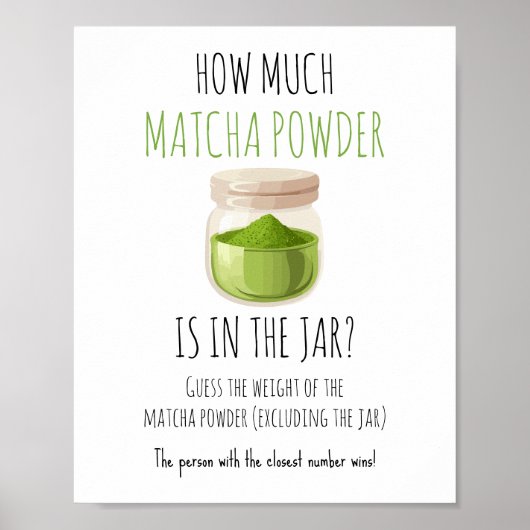 Matcha Theme Party Game Sign Poster (Voorkant)