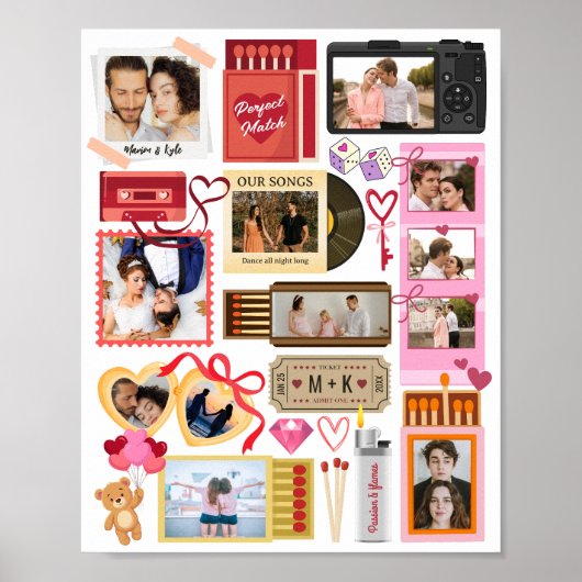 Matchbox Perfect Match Couple Retro Photo Collage Poster (Voorkant)