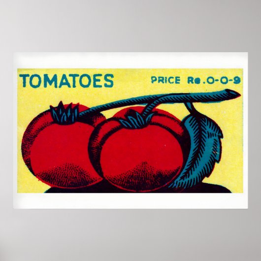 Matchbox Wall Art Vintage Indian Tomato Label Poster (Voorkant)