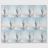 Matched in Heaven Elegant Bride and Groom Wedding Cadeaupapier (Vlak)