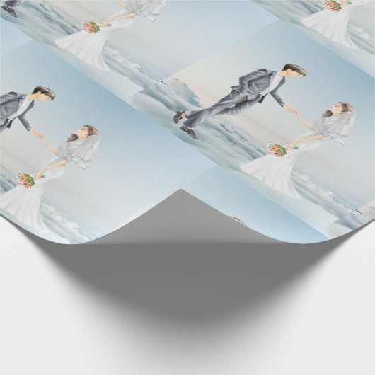 Matched in Heaven Elegant Bride and Groom Wedding Cadeaupapier (Hoek)
