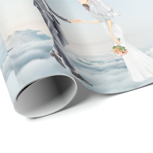 Matched in Heaven Elegant Bride and Groom Wedding Cadeaupapier (Rol Hoek)