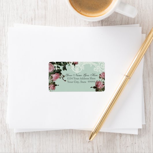 Matching Adresetiketten, Trellis Roos Vintage Etiket (Insitu)