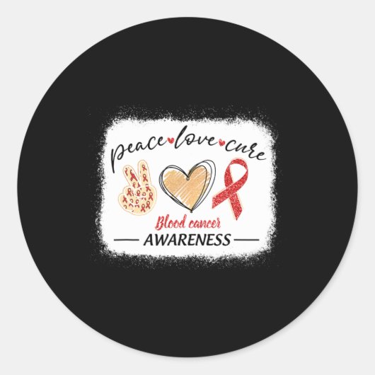 Matching Blood Cancer Awareness Peace Love Cure BL Ronde Sticker (Voorkant)
