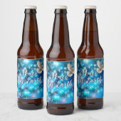 Matching Blue Dove Peace Kerstmis Bier Etiket (Flessen)