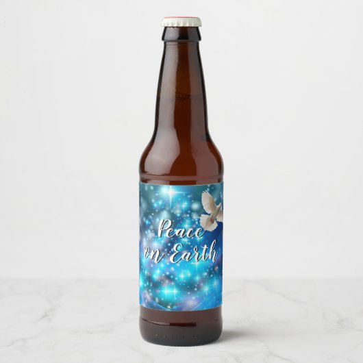 Matching Blue Dove Peace Kerstmis Bier Etiket (Voorkant)