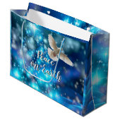 Matching Blue Dove Peace Kerstmis Groot Cadeauzakje (Voorkant Gekanteld)
