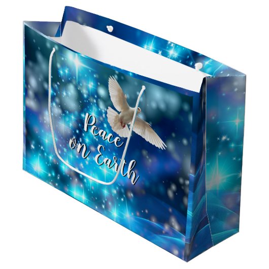 Matching Blue Dove Peace Kerstmis Groot Cadeauzakje (Voorkant Gekanteld)