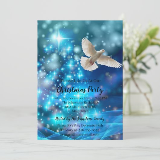 Matching Blue Dove Peace Kerstmis Kaart (Staand voorkant)