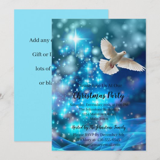 Matching Blue Dove Peace Kerstmis Kaart (Voorkant / Achterkant)