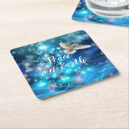 Matching Blue Dove Peace Kerstmis Kartonnen Onderzetters