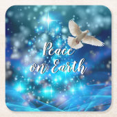 Matching Blue Dove Peace Kerstmis Kartonnen Onderzetters (Voorkant)