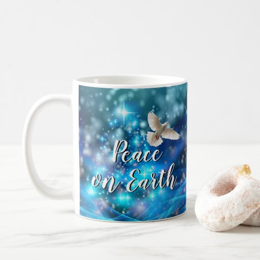 Matching Blue Dove Peace Kerstmis Koffiemok (Met donut)