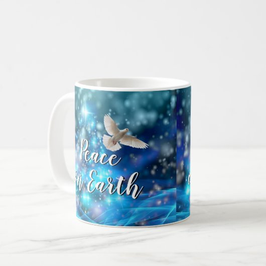 Matching Blue Dove Peace Kerstmis Koffiemok (Voorkant links)