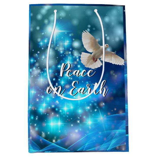 Matching Blue Dove Peace Kerstmis Medium Cadeauzakje (Voorkant)