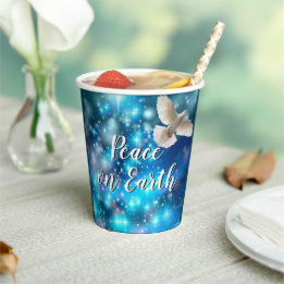 Matching Blue Dove Peace Kerstmis Papieren Bekers