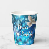 Matching Blue Dove Peace Kerstmis Papieren Bekers (Voorkant)