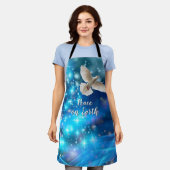 Matching Blue Dove Peace Kerstmis Schort (Gedragen)