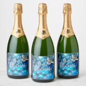 Matching Blue Dove Peace Kerstmis Sparkling Wijnetiket (Flessen)