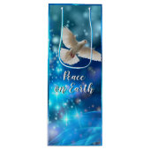 Matching Blue Dove Peace Kerstmis Wijn Cadeautas (Voorkant)