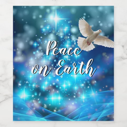 Matching Blue Dove Peace Kerstmis Wijn Etiket (Enkel label)