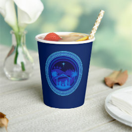Matching Blue Natitivity Kerstmis Papieren Bekers
