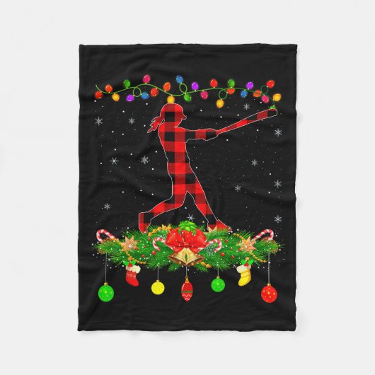 Matching Buffalo Plaid Softball Srts Christmas Paj Fleece Deken (Voorkant)