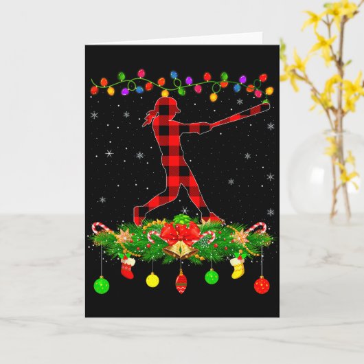 Matching Buffalo Plaid Softball Srts Christmas Paj Kaart (Gele Bloem)