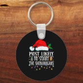 Matching Christmas Pjs Most Likely To Start The Sh Sleutelhanger (Voorkant)