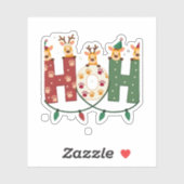 Matching Christmas Santa Hat Ho Ho Ho Giraffe Anim Sticker (Vel)