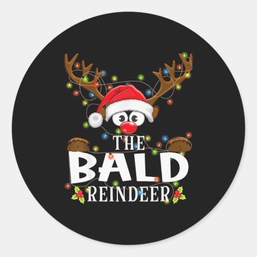 Matching Christmas The Bald Reindeer Pajama  Ronde Sticker (Voorkant)