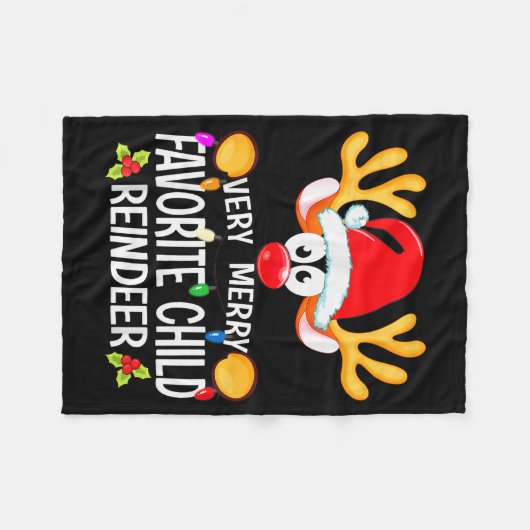 Matching Christmas Very Merry Favorite Child Reind Fleece Deken (Voorkant (Horizontaal))