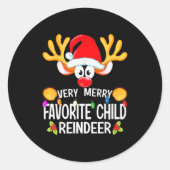 Matching Christmas Very Merry Favorite Child Reind Ronde Sticker (Voorkant)