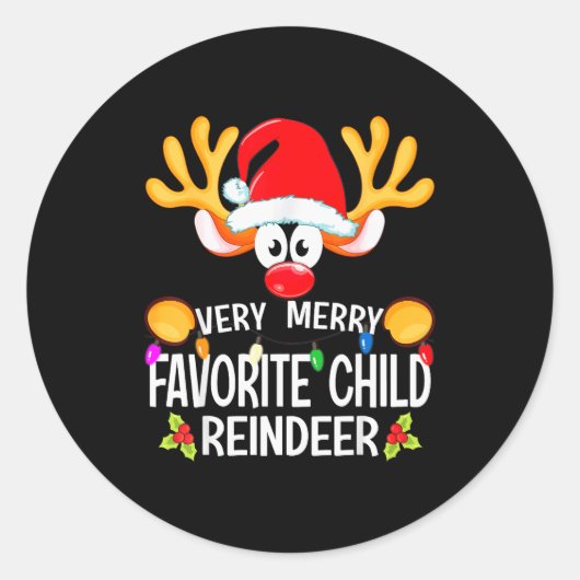 Matching Christmas Very Merry Favorite Child Reind Ronde Sticker (Voorkant)