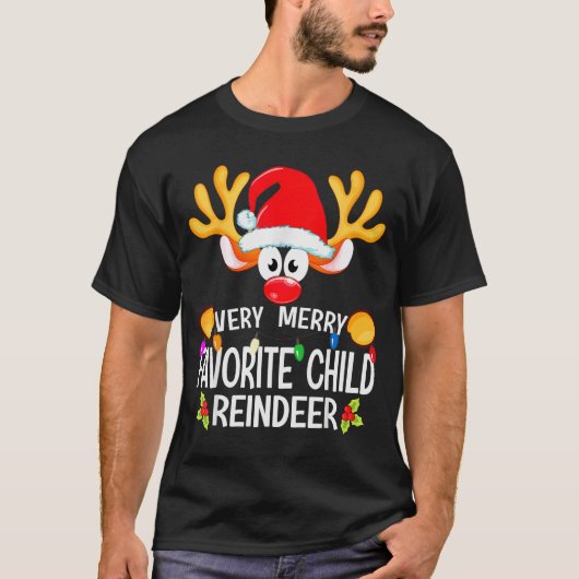 Matching Christmas Very Merry Favorite Child Reind T-shirt (Voorkant)