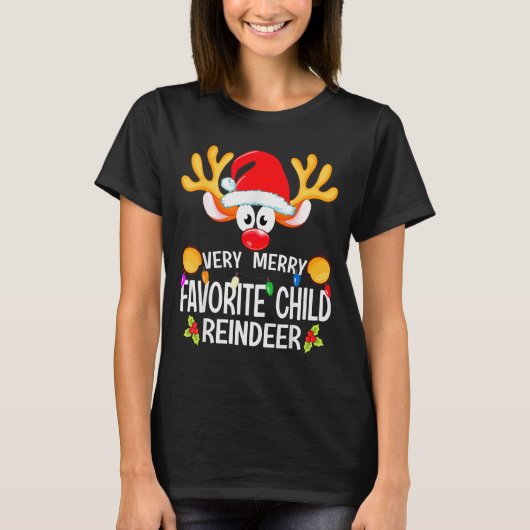 Matching Christmas Very Merry Favorite Child Reind T-shirt (Voorkant)