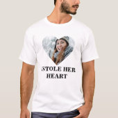 Matching Couple Ik stal haar hart op haar hartfoto T-shirt (Voorkant)