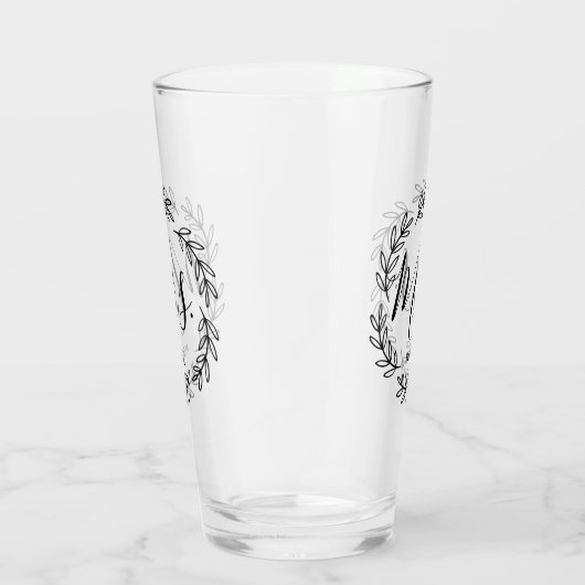 Matching Couple Mrs Monogram Wreath Glas (Rechts)