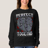 Matching Couple Perfect Together Hippo in Love Trui (Voorkant)